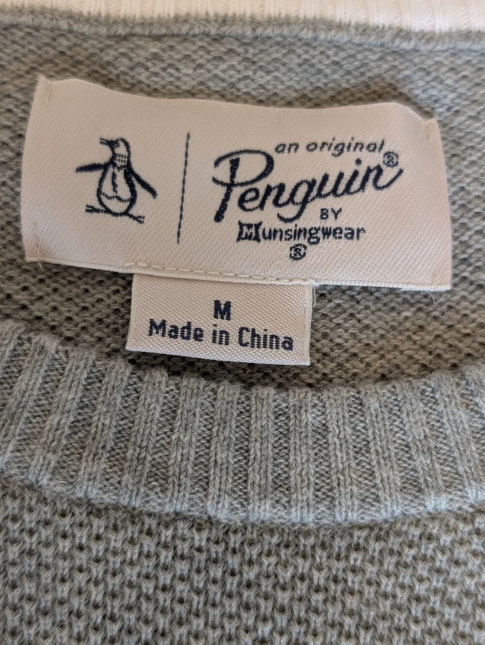 Penguin 100% Cotton Gray Pullover Sweater Sz M